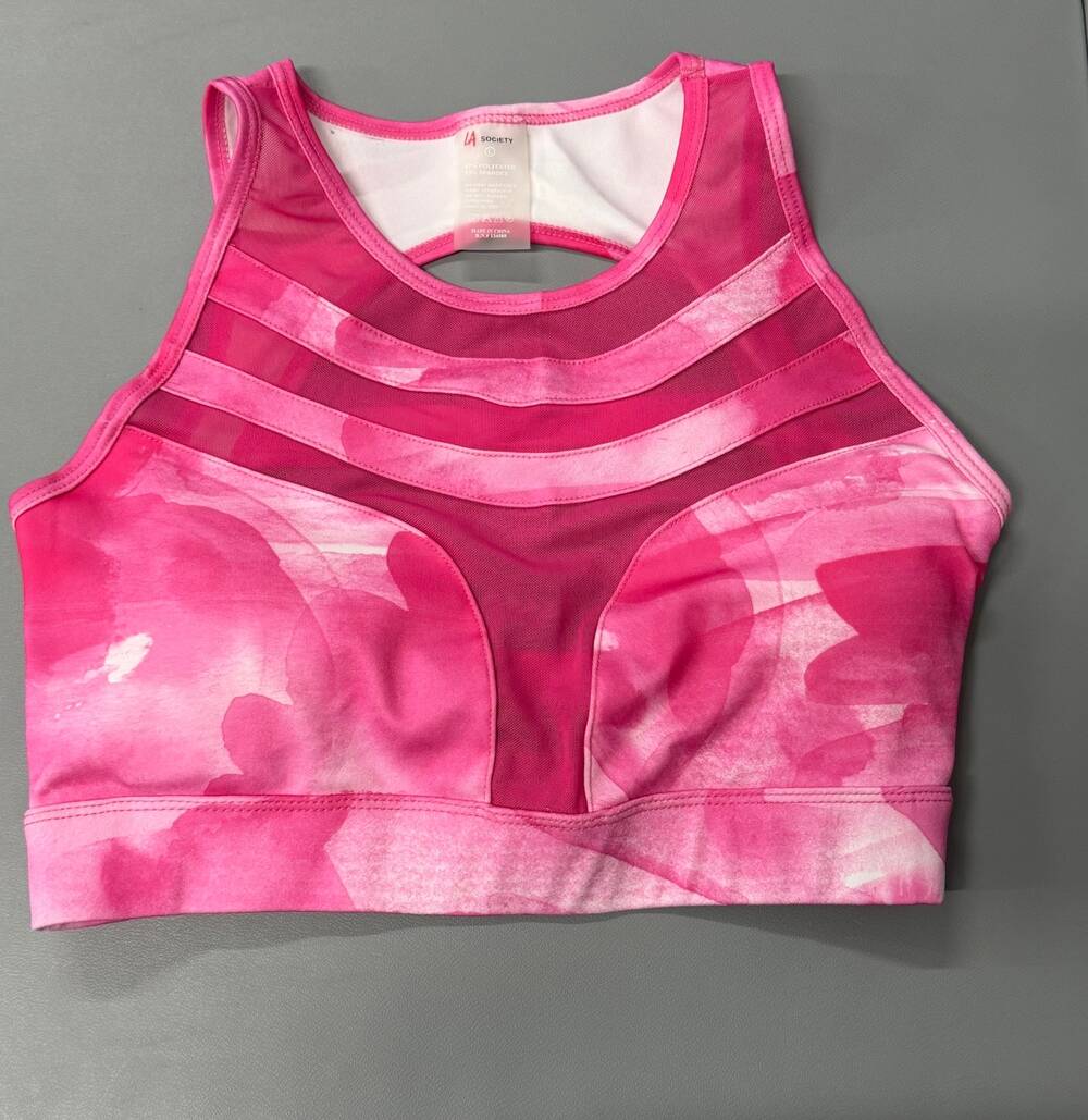 Fusia Pink Back Cutout Sports Bra Size L